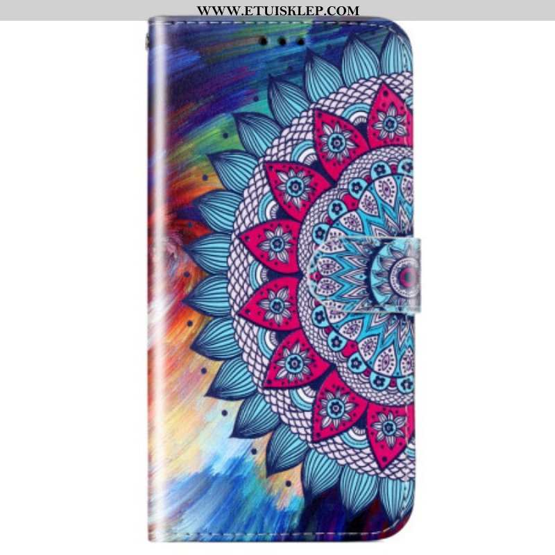 Etui Folio do Google Pixel 7A z Łańcuch Kolorowa Mandala Z Paskami